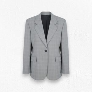 80s Vintage Gray Houndstooth Plaid Harve Benard Single Breasted Blazer Size 16